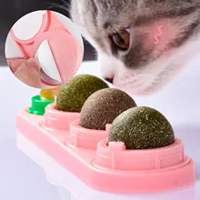 4pcs/set Catnip Wall Ball Set for Cats Pet Treat Toys Snack Self-Adhesive Teething Molar Catnip Ball Lick Ball Rotated for Cats