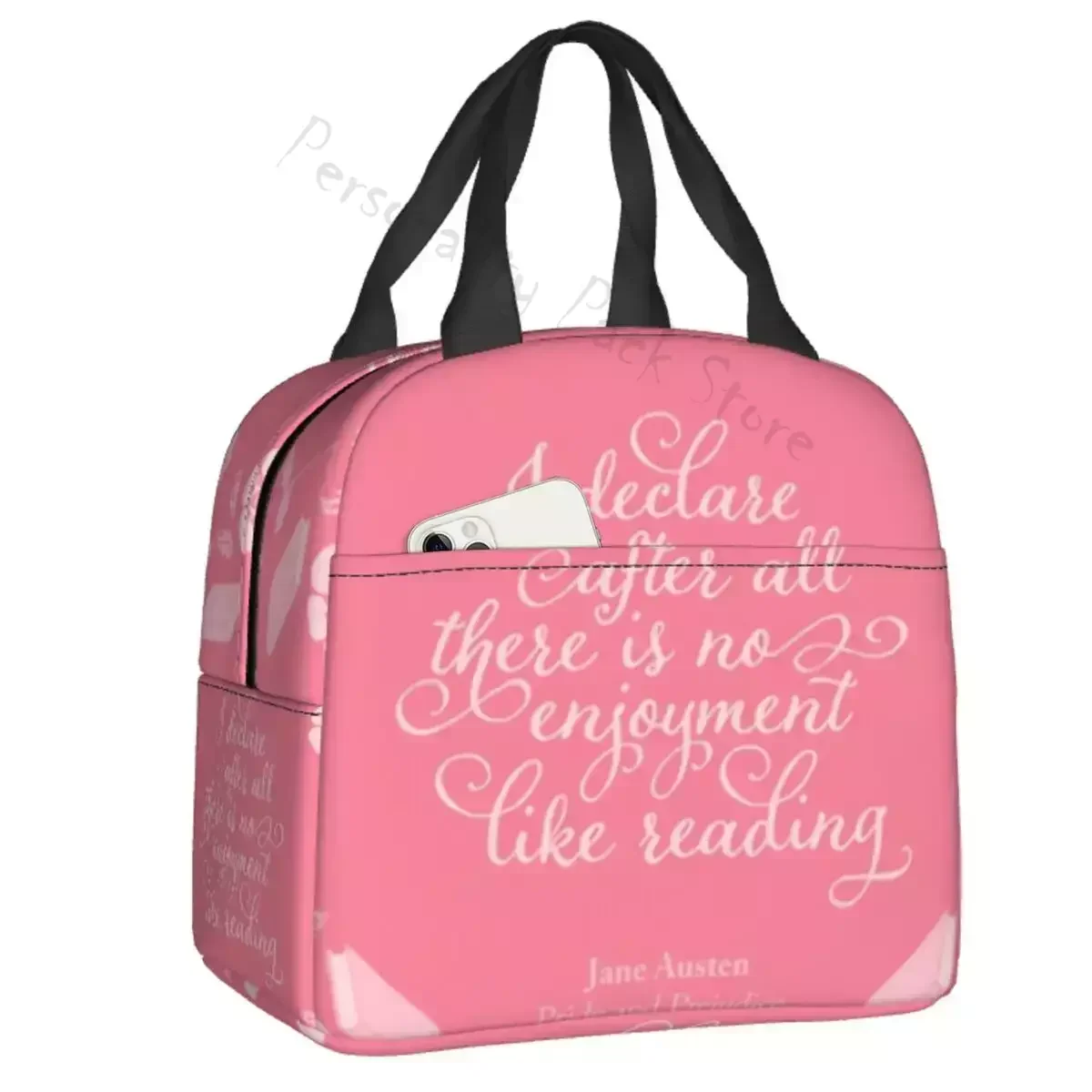 

2024 New Pride And Prejudice Portable Lunch Boxes Leakproof Jane Austen Literary Quote Thermal Cooler Food Insulated Lunch Bag