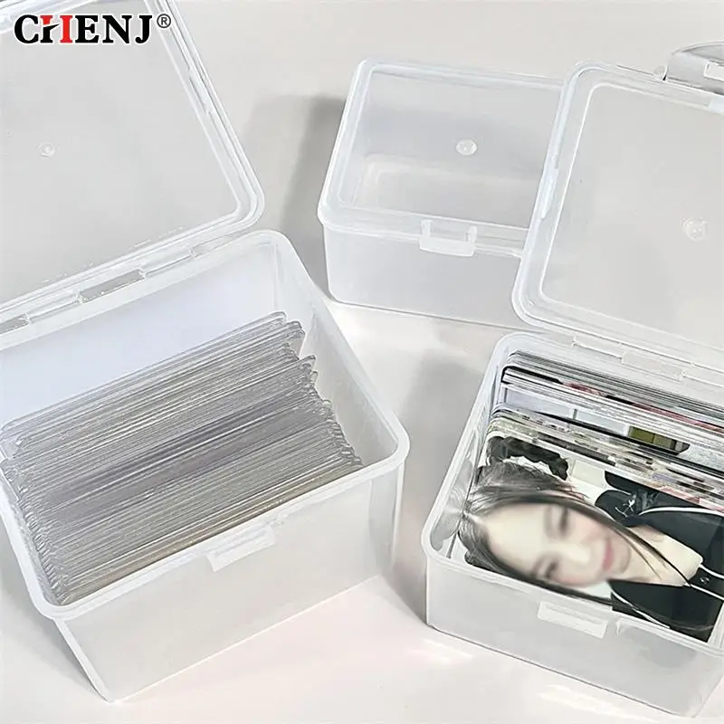 

Photocards Storage Box Transparent Stickers Korea Idol Card Holder Desk Storage Organizer Classification Box School Stationery