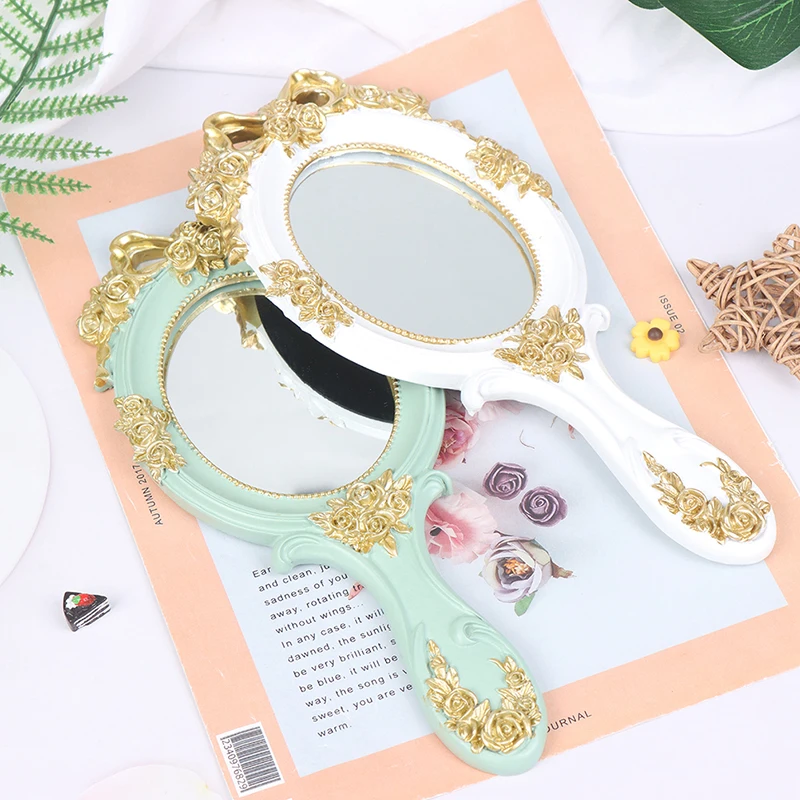 Rectangle Hand Hold Cosmetic Makeup Vanity Mirror Creative With Handle Vintage Hand Mirrors Makeup Vanity Mirror