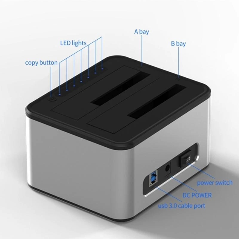 Usb3.0 2 베이 HDD USB 박스 케이스-외부 HDD 도킹 스테이션 플라스틱 SSD 박스 HDD 복사기-오프라인 복사 지원
