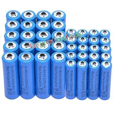 

4/8/16/20/24/48pcs AA 3000mAh + AAA 1.2V 1800mAh NiMH Blue Rechargeable Battery Cell for RC toys led flashlight torch light
