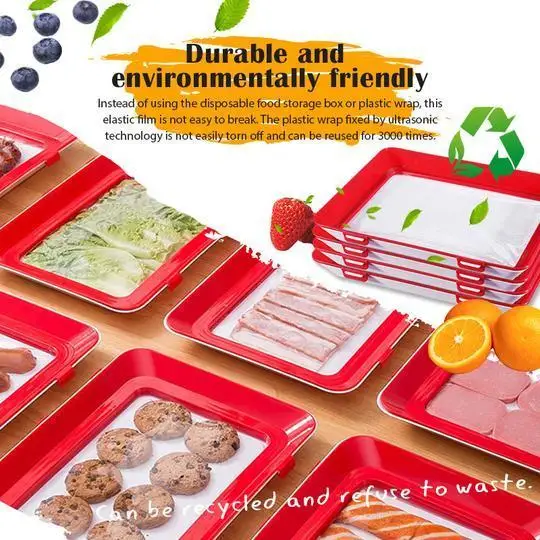 Creative Food Preservation Tray Stackable Food Fresh Tray Magic Elastic  Fresh Tray Reusable Food Storage Container Drop Shipping - Storage Trays -  AliExpress