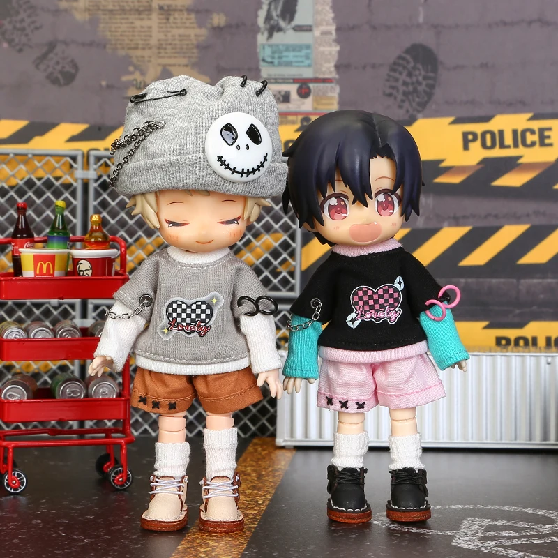 Ob11 Doll Clothes Set Trendy Patchwork Long Sleeves Cool Style Restricted Zone Series Suit For Molly GSC YMY P9 P10 Body UF Doll 4