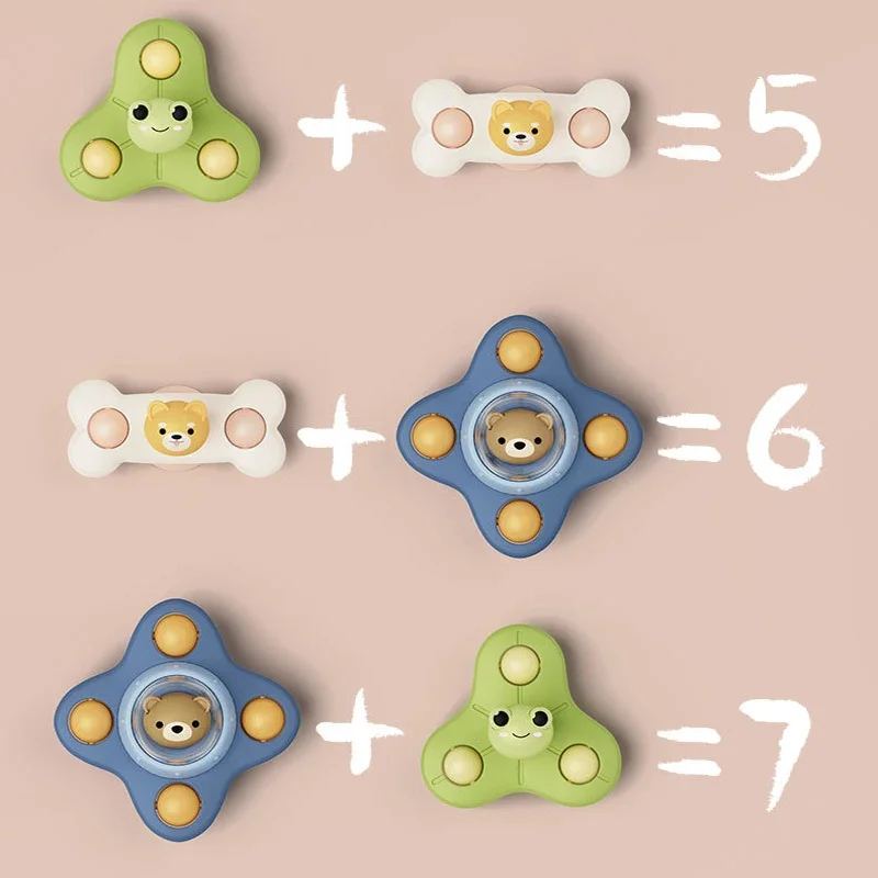 Baby Bath Toys Funny Bathing Sucker Spinner Suction Cup Cartoon Rattles Fidget Educational Toys For Children Boys Gift