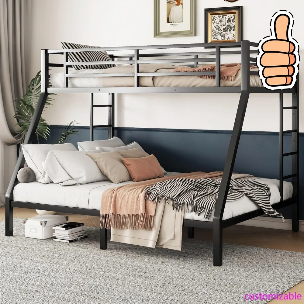NEW-Twin XL Over Queen Bunk Beds for Adults,Heavy Duty Adult Bunk Beds,Metal Bunk Bed Twin XL Over Queen with 2 Ladders,Queen