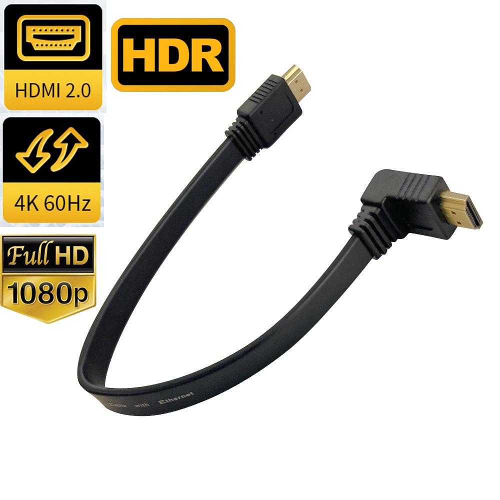 HDMI cable Angled 90-degree HDMI 2.0 short 30CM flat 2.0 cabl cord 4K 60Hz A male to A male