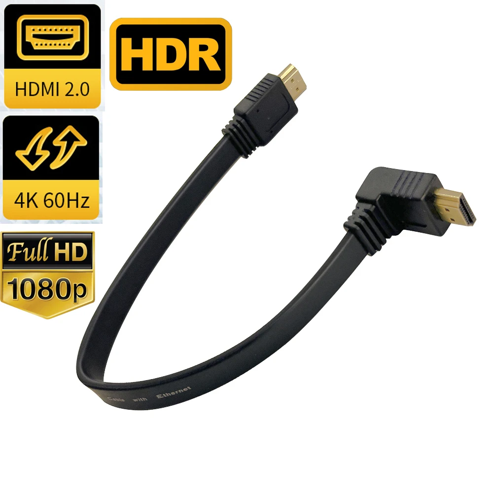 Cable HDMI 2,0 de 35cm, 4K, 60Hz, corto, ángulo de 90 grados, 2,0