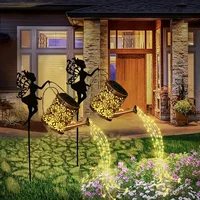 Solar Fairy Watering Can Lights Vintage Metal Garden Decor Outdoor Solar Hanging Kettle Light Waterproof  Villa Yard Decoration 2