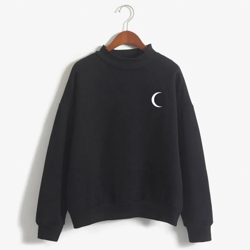 

Crescent moon Print Woman Sweatshirt Sweet Korean O-neck Knitted Pullover Thick Autumn Winter Candy Color Women Clothes