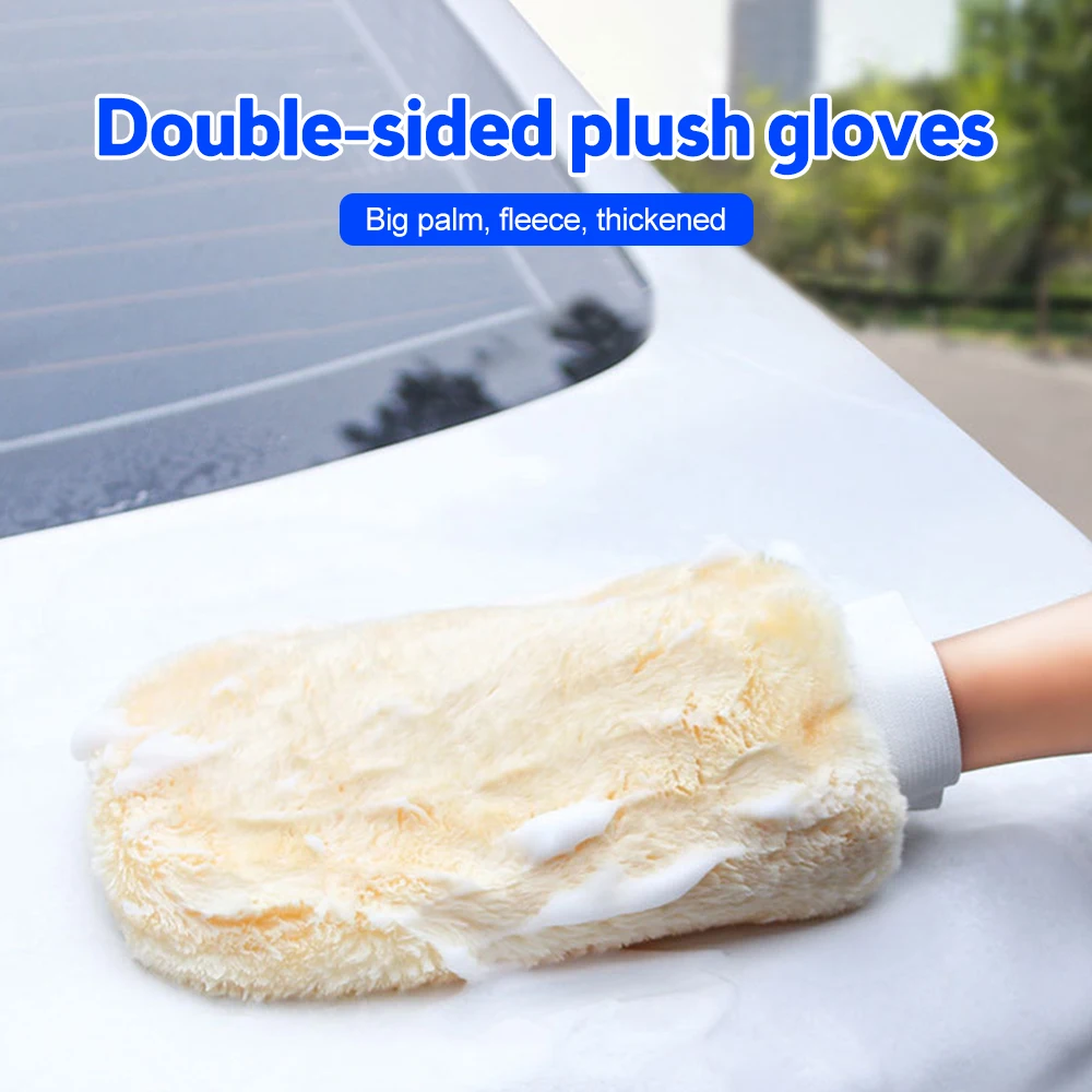 Washing Gloves Artificial Wool Water Absorption Car WashFiber Automotive Cleaning Cloth Towel Auto Care Double-faced Glove