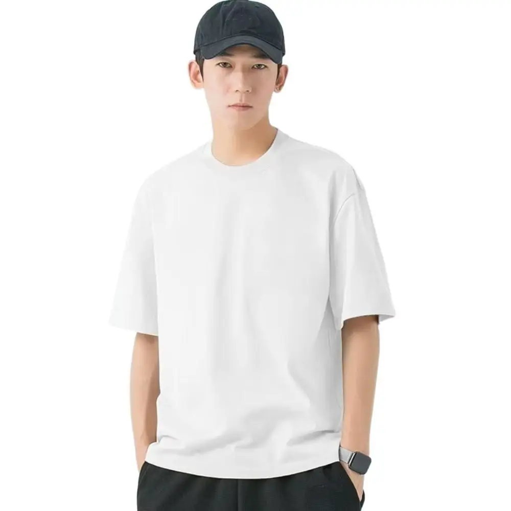 New Round Neck T Shirts for Men Simple Large Size Short Sleeve T-shirt Loose Bottoming Shirt Men's Basic T-shirt All-match