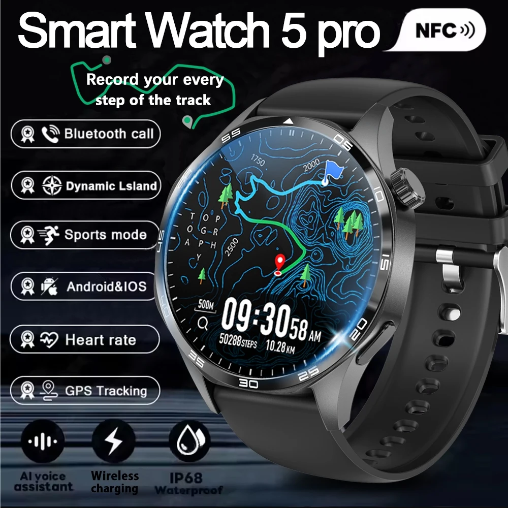 2026 New Watch 5 PRO Smartwatch GPS Motion Trajectory HD Screen Bluetooth Call NFC Men Smart Watch Outdoor Sport Watches Men 1