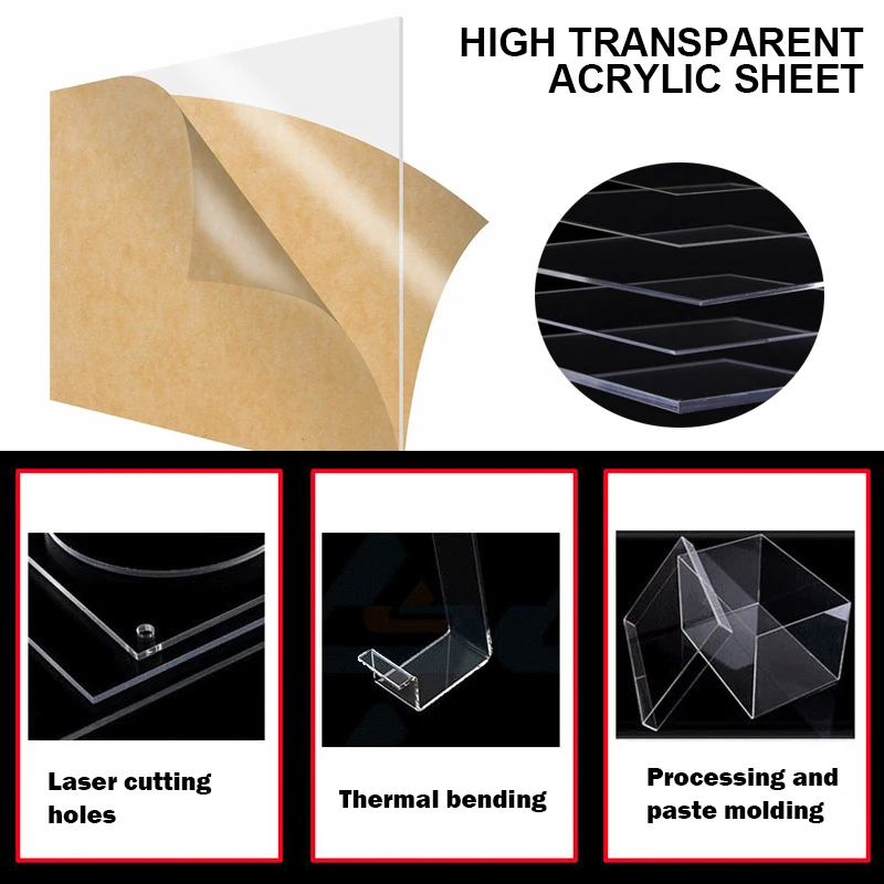 High Transparent Plastic Sheet acrylic board 100x200mm 1mm-5mm plastic acrylic sheet