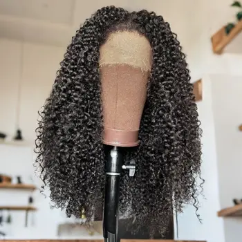 Short Bob Cut Black Color Deep Curly 13X4X1 Lace Front Wigs Synthetic Wig Preplucked With Baby Hair Bleached Knots Glueless Wig