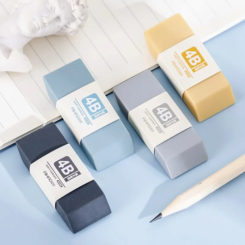 Morandi Color 4B Eraser Portable Rubber for Kids Student Gift Stationery Prizes Office School Exam Correction Art Supplies 4Pcs pencil eraser