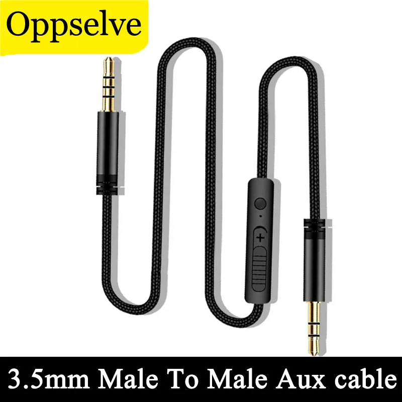 

1.2m Male To Male 3.5mm Jack Aux Audio Cable Control Volume Stereo Car Speaker Extension Connector For Samsung Huawei P50 Xiaomi