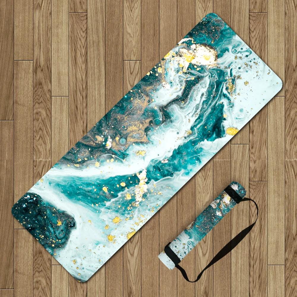 185*68CM 1.5mm Natural Rubber Yoga Mat Ocean Printed Women High Quality Fitness Mats Pilates Gym Exercise Mats Abstract pattern