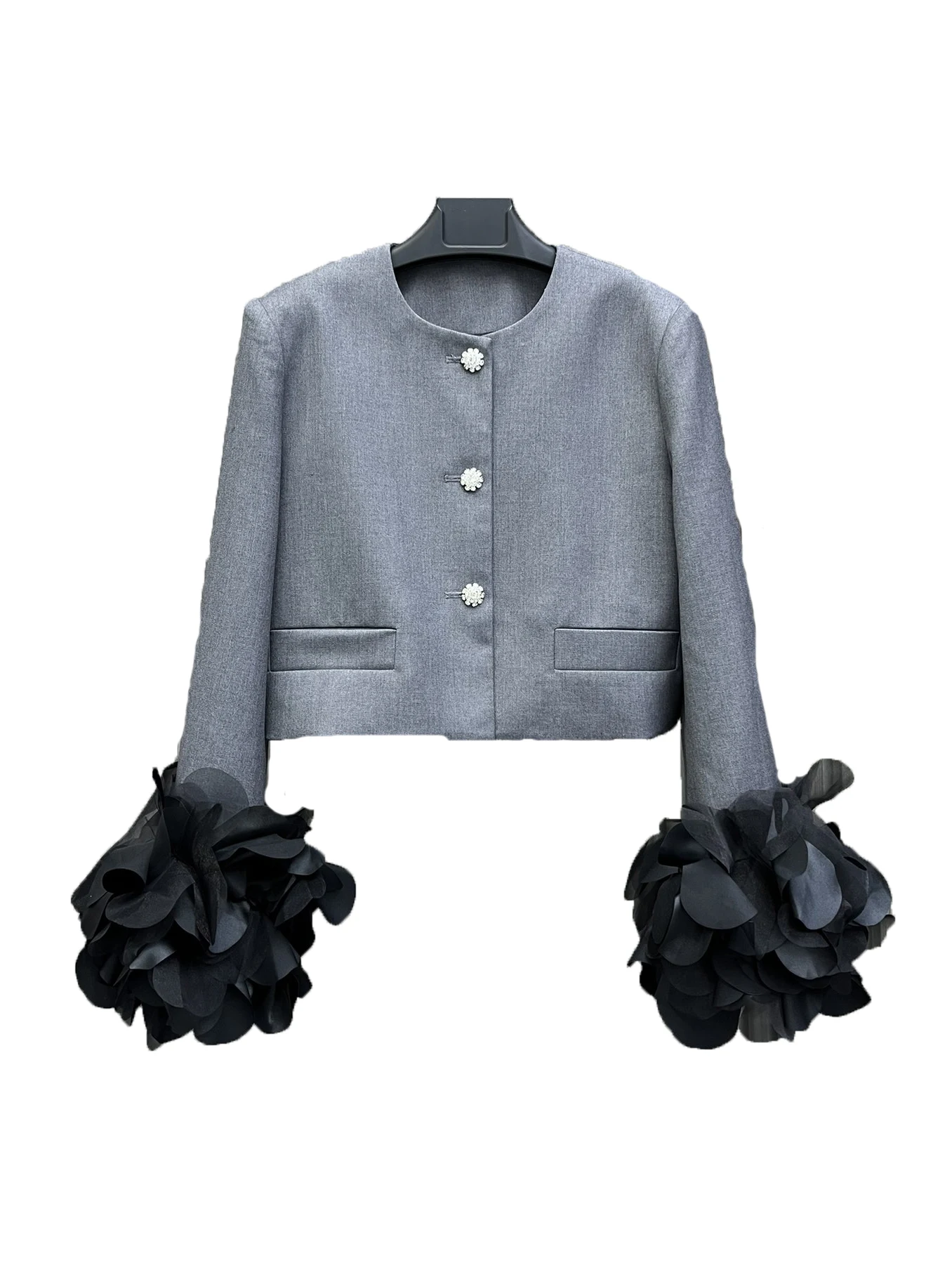 

Wool flower hand sleeve coat fashion temperament comfortable 2024 autumn/winter new 1211