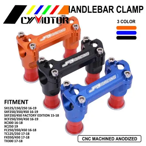 

Motorcycle 28 mm CNC Aluminum Handlebar Riser Bar Clamp Mount For KTM HUSQVARNA SX SX-F XC XC-F FC TC FX TX 125 150 250 350 450