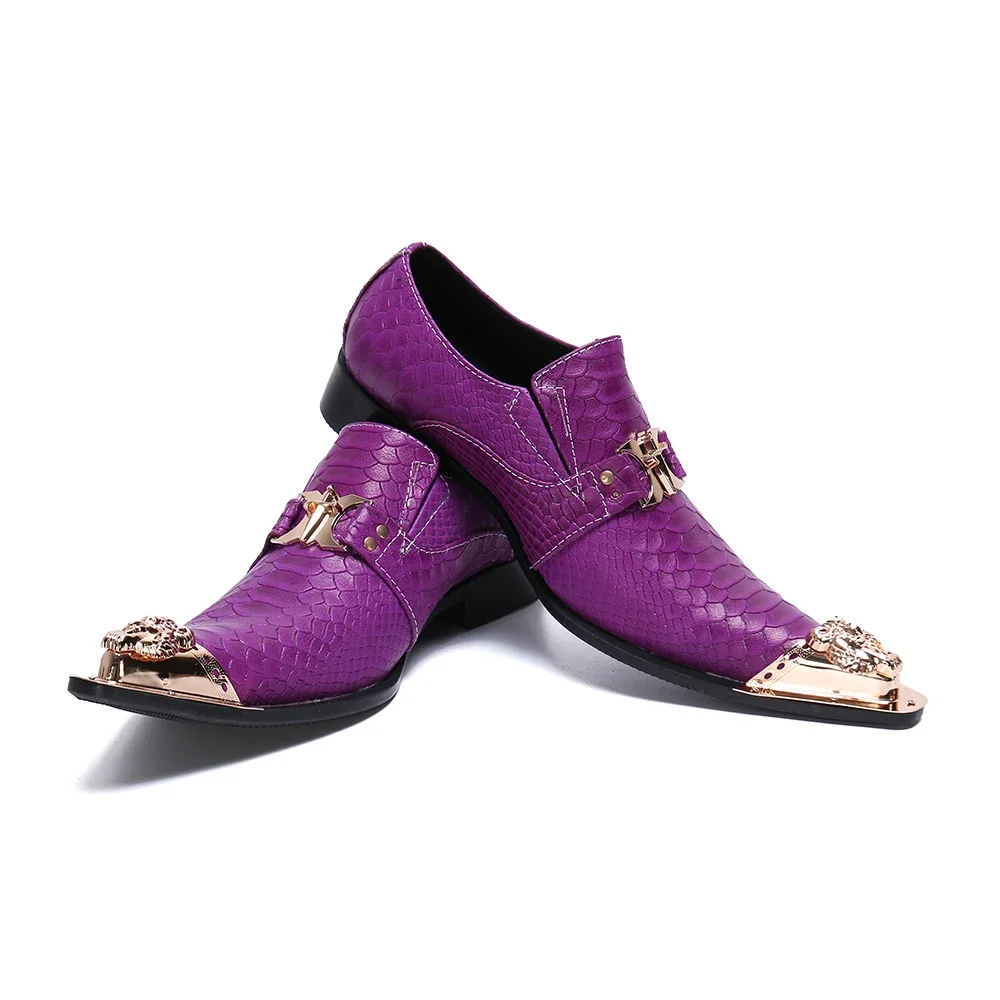 Italian Pointed Toe Big Size Office Shoes Elegant Slip on Solid Color Dress Shoes Social Male Leather Business