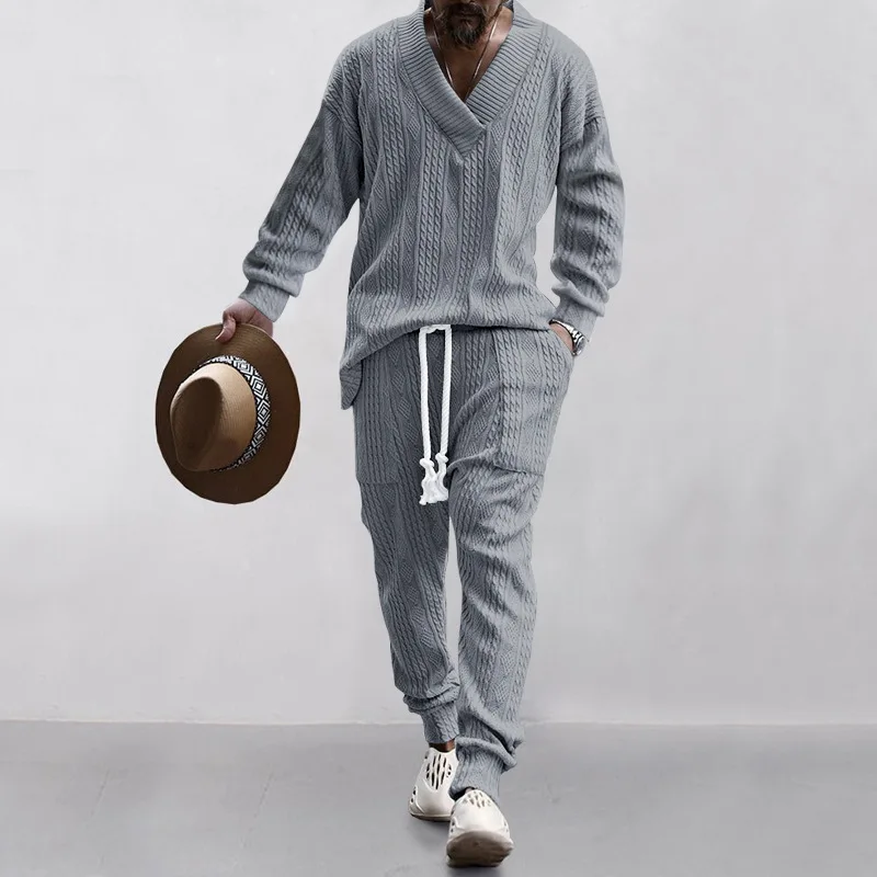 Solid color jacquard men long sleeve suit casual daily suit spring and autumn clothing men loose shopping clothes fashion 6