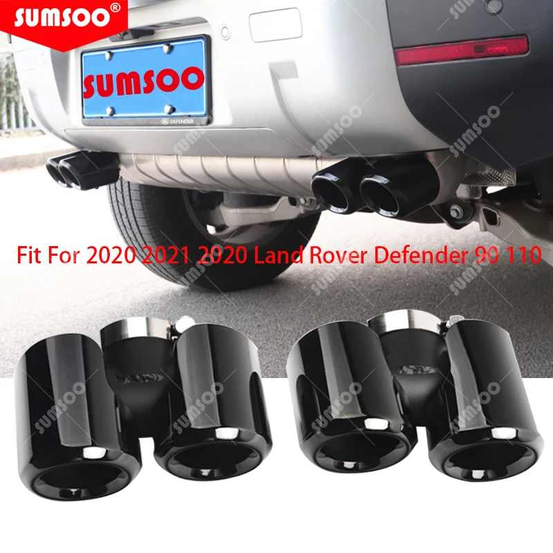 

1pair Dual Exhaust Tips Pipe Rear 304 Stainless Steel Muffler For 2020 2021 Land Rover Defender 90 110 Exhaust Tip Nozzle