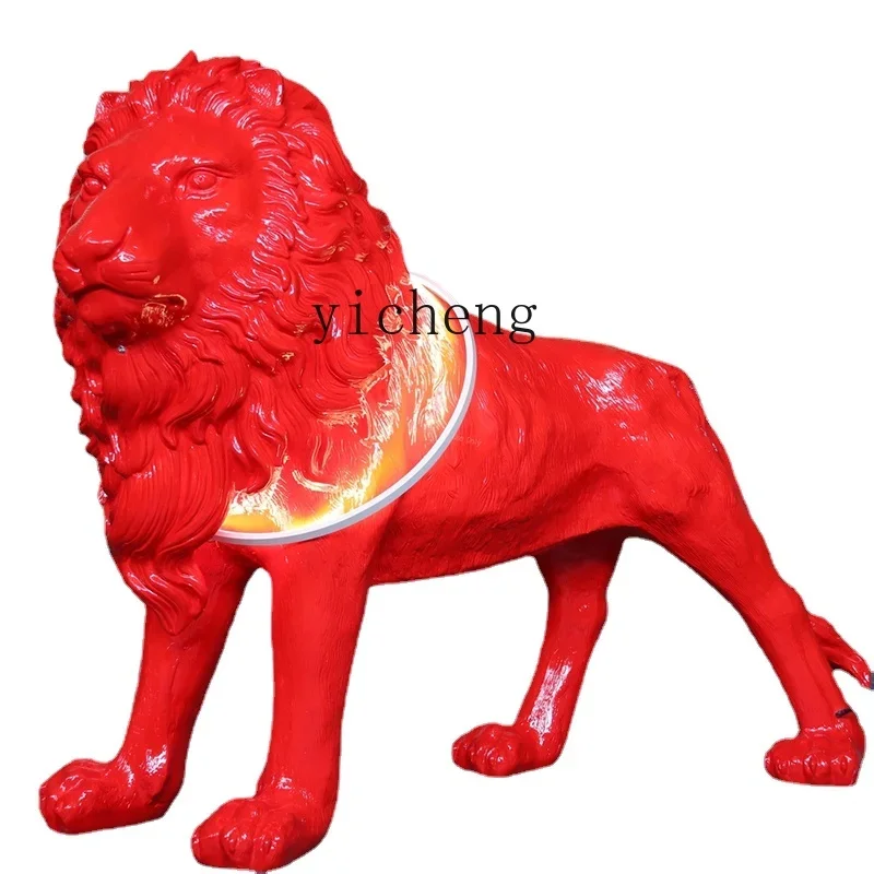 

Zk Fiberglass Lion Sculpture Lighting Floor Ornaments Large Resin Animal Decorations