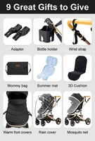 Poussette multifonction 3 en 1 pour bébé avec poussette compacte pliable légère, siège auto et nacelle de couchage 2