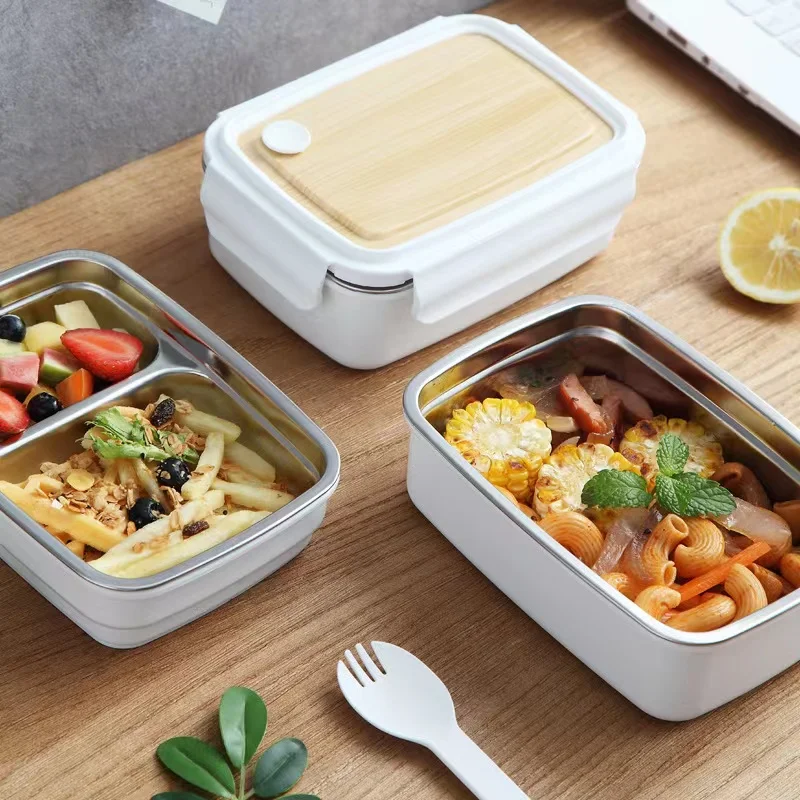 Японский Ланч-бокс из нержавеющей стали Bento с деревянной крышкой посуда для школы