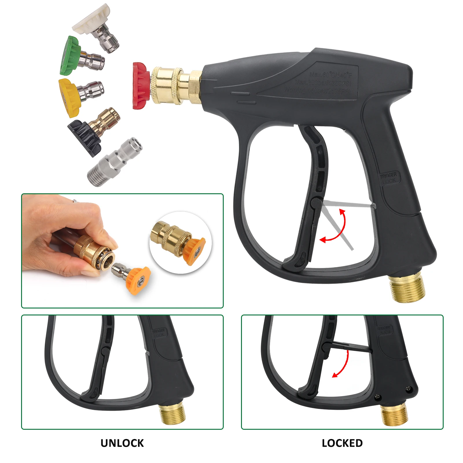 Pressure Washer Water Gun for Car Cleaning Hose Connector For Karcher Nilfisk Parkside Bocsh Quick connector nozzles 4