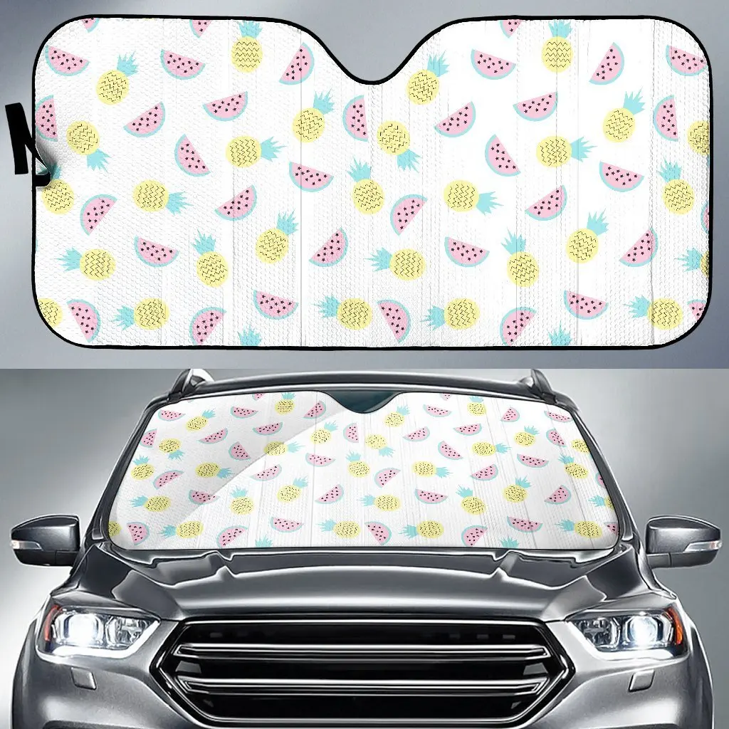 

Watermelon Pineapple Piece White Pattern Print Auto Sun Shade Car Windshield Window Cover Sunshade