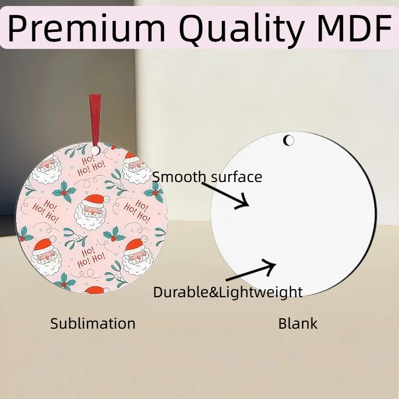20개 7cm 양면 승화 블랭크 원형 MDF 장식품 사진 프레임 크리스마스와 할로윈 장