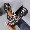 Women Chunky Heels leopard Loafers New Fashion British style Slip On Platform Shoes Woman Thick Bottom Shallow single shoe Pumps 4