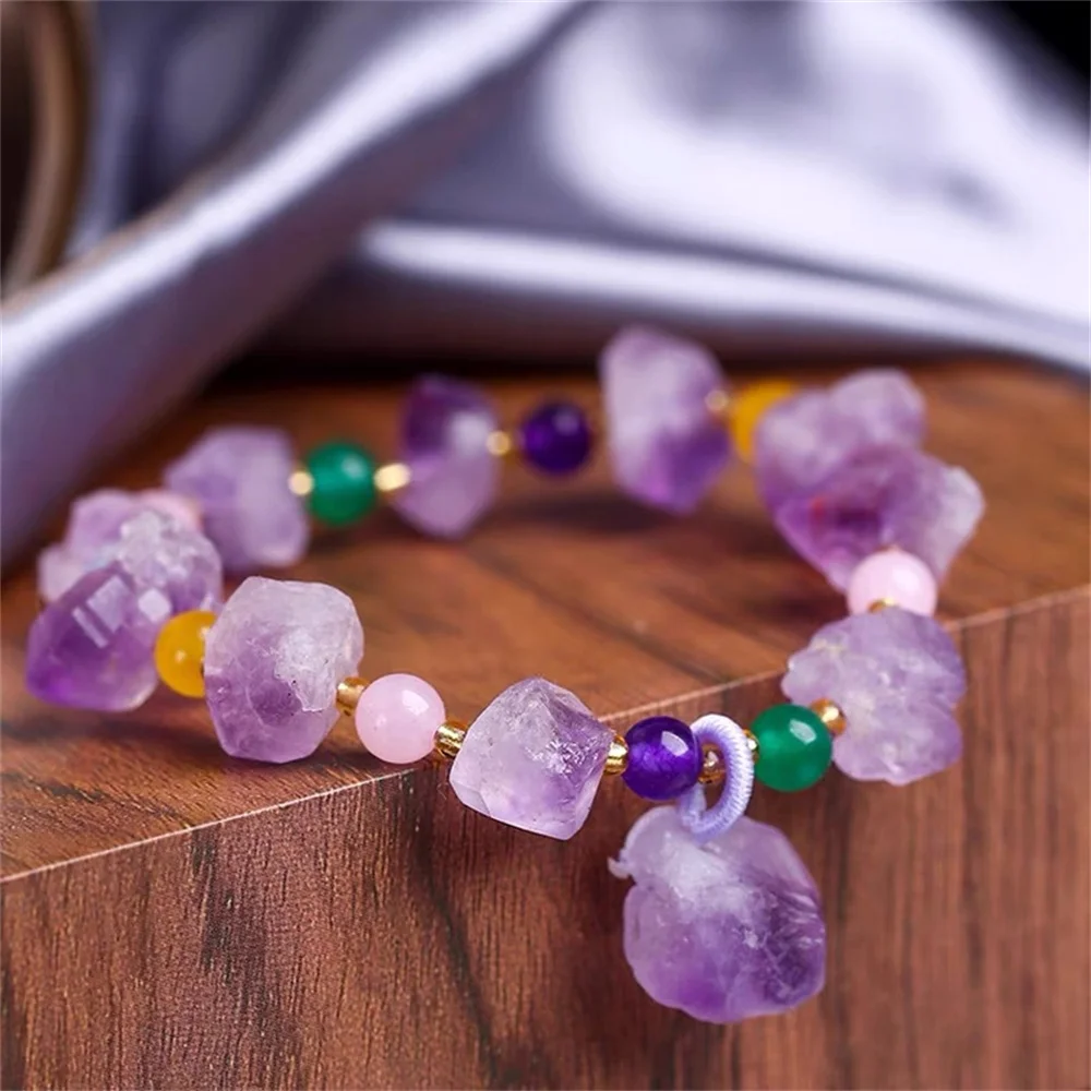 

Natural amethyst stone bracelet, random shape, fashion, Guardian, love trend, first jewelry, birthday gift