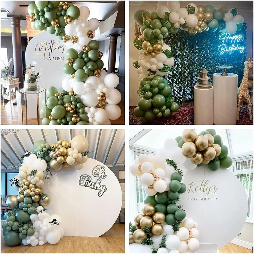 Sage Green Balloon Garland Kit – 101Pcs Metallic Gold, Silver & Jungle Animal Balloons | Self-Sealing For Baby Shower, Wedding - View #11