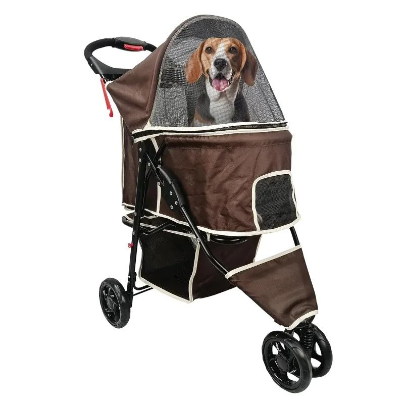 Pet Stroller for Convenience and Mobility Effortless Cat and Dog Pet Carrier Storage Compartment & Foldable