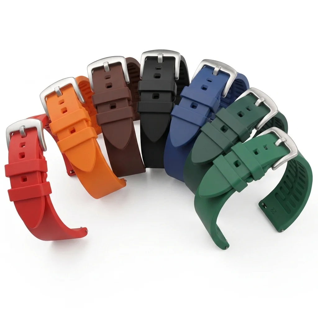 Waterproof Sport Silicone Watch Band - Quick Release Soft Rubber Strap