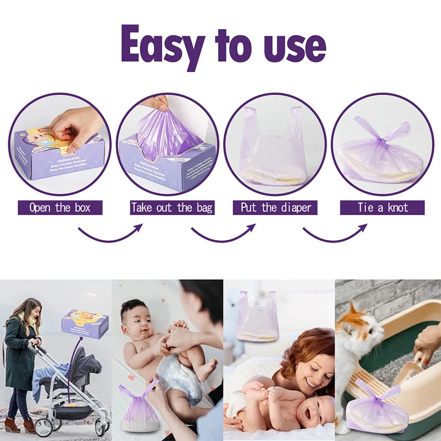 Portable Garbage Bag Disposable Nappy Bags Scented Hygiene Bags For Diaper Disposal Or Feminine Products Or Pet Waste Sacks - 6