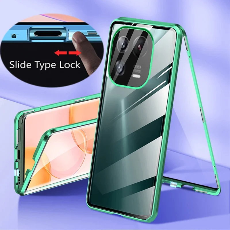 Premium Metal Magnetic Phone Case with Double-Sided Tempered Glass Cover