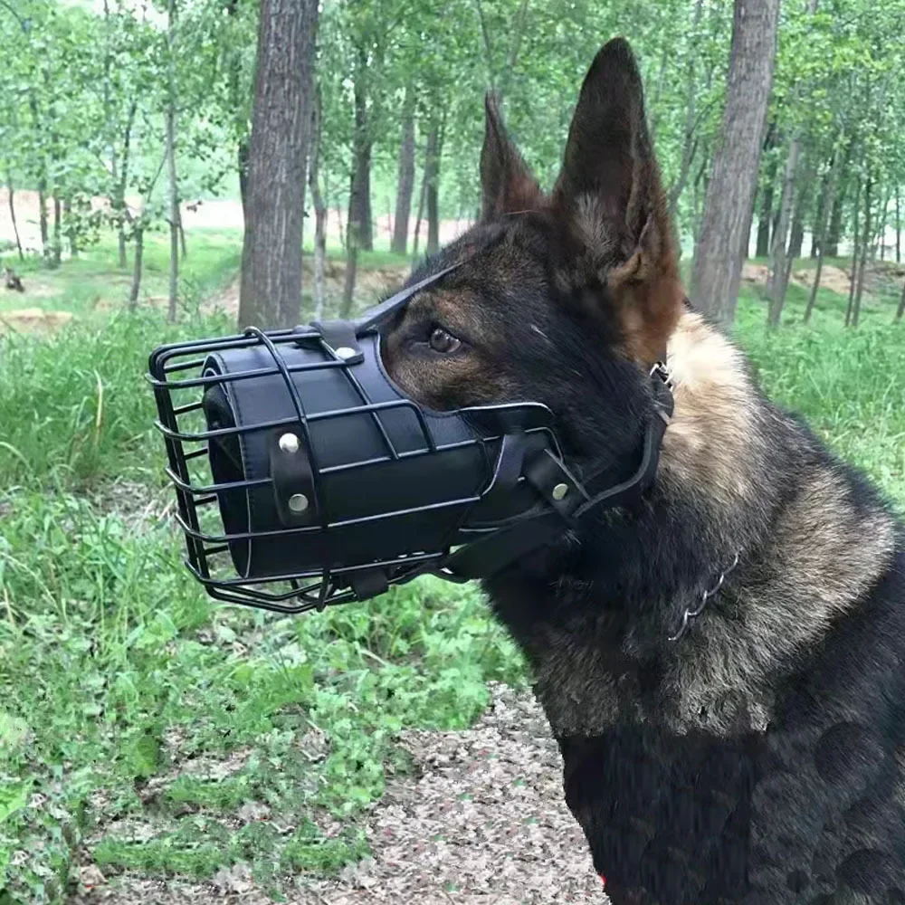 Dog Tactical Impact Metal Muzzle, Anti-Bite Pet Dog Training Mouth Cage Mask for Sniffer German Shepherd Doberman Rottweiler