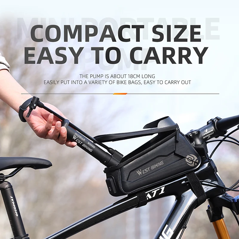 Portable Mini Bike Floor Pump with Schrader Valve - Compact Air Inflator