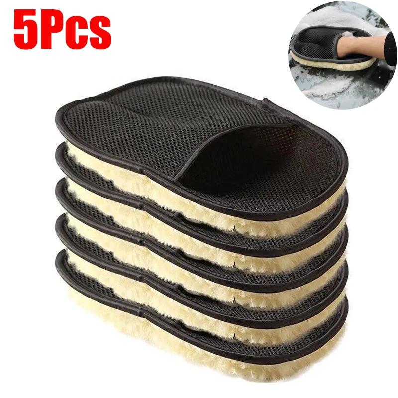 Microfiber Car Mitt Car Cleaning Gloves Microfiber Cleaning Gloves Microfiber Wool Soft Car Washing Gloves Cleaning Brush