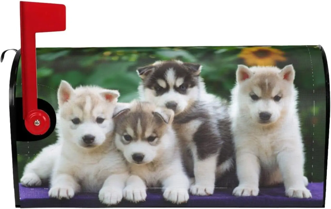 Cute Dog Little Husky Puppy Mailbox Cover Magnetic Standard Size Waterproof Letter Post Box Cover Wrap Oversize Decoration