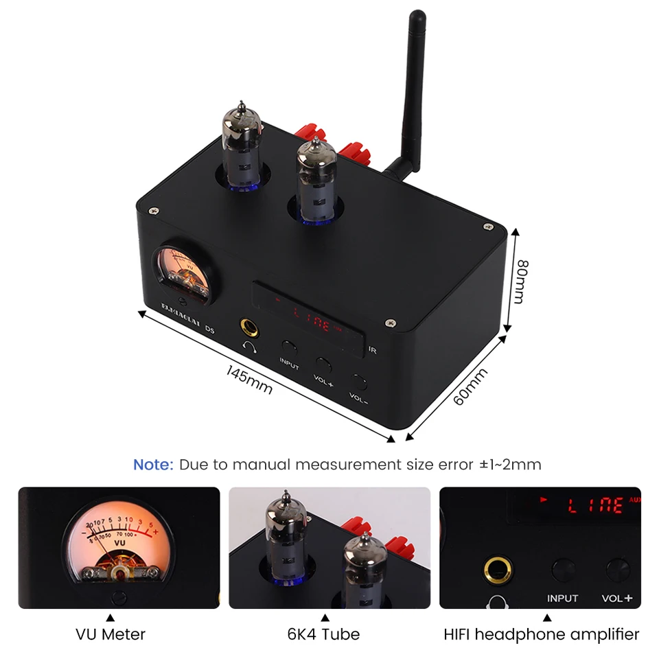 bluetooth amp PJ.MIAOLAI MA12070 Bluetooth 5.0 HiFi 6K4 Tube Power Amplifier Home Headphone Amplifier With VU Meter U Disk Playback  80W×2 5 channel amplifier