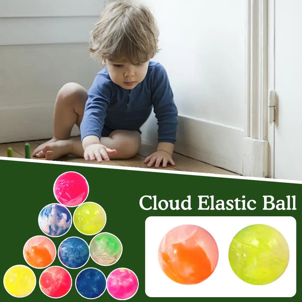 

10 Pcs Multicolor Solid Rubber Elastic Ball Cloud Rainbow Bouncy Jumping Balls Good Pinball Bouncy Toys For Children Kids P1F8