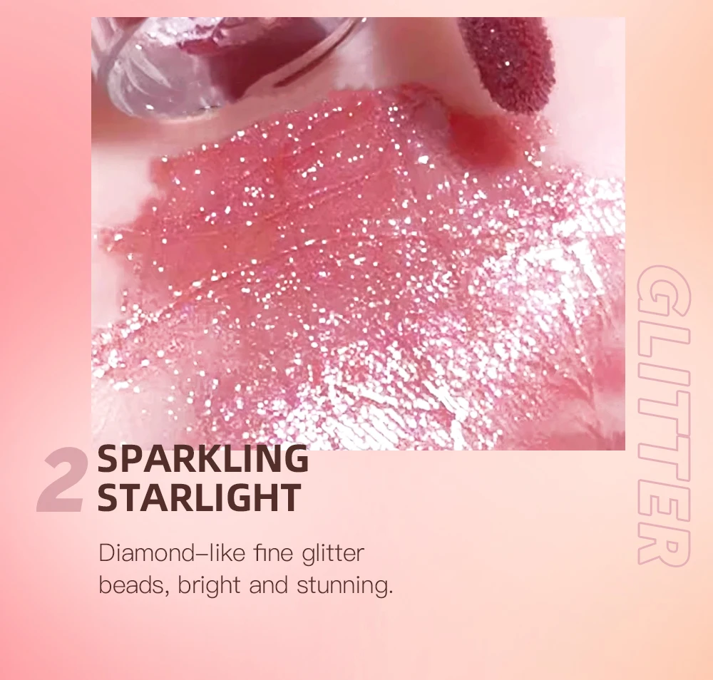 Description Picture 4 of itemQIBEST Sexy Lip Glaze Long-lasting Metallic Glitter Liquid Lipstick Pearly Shiny Lipgloss Moisturizing Lip Tint Shimmer Lipstick