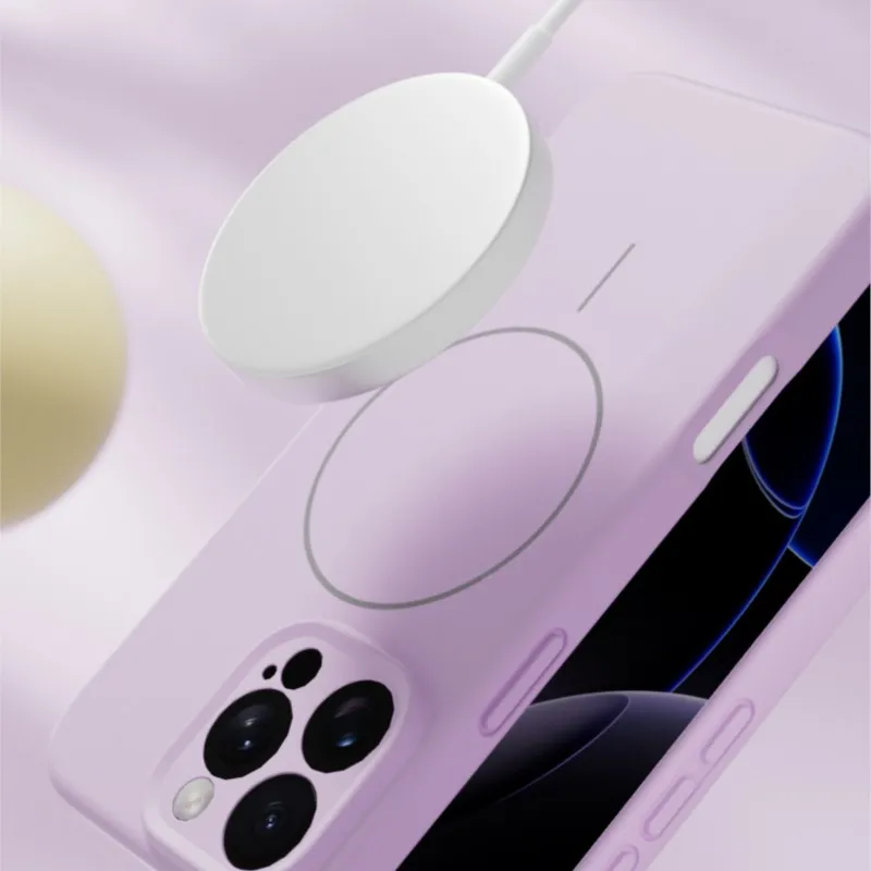 Liquid Silicone Magnetic Soft Case with Matte Back Cover and Wireless Charging Compatibility