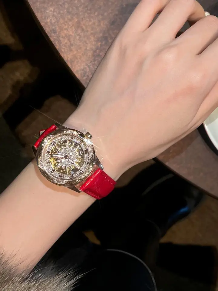 女性用ひまわり機械式時計ハイエンドライト高級ニッチアート