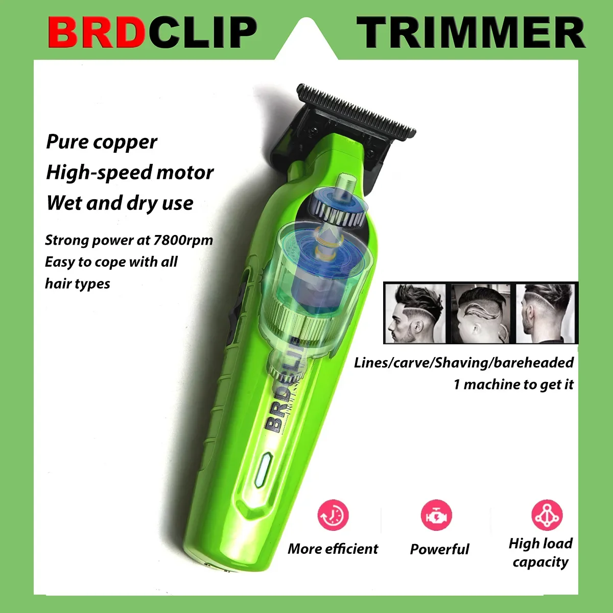 Professional Electric Hair Clipper Trimmer Shaver BRDCLIP X Series Set Gradient Salon Hair Styling Tool DLC Coated Fade Blade 3